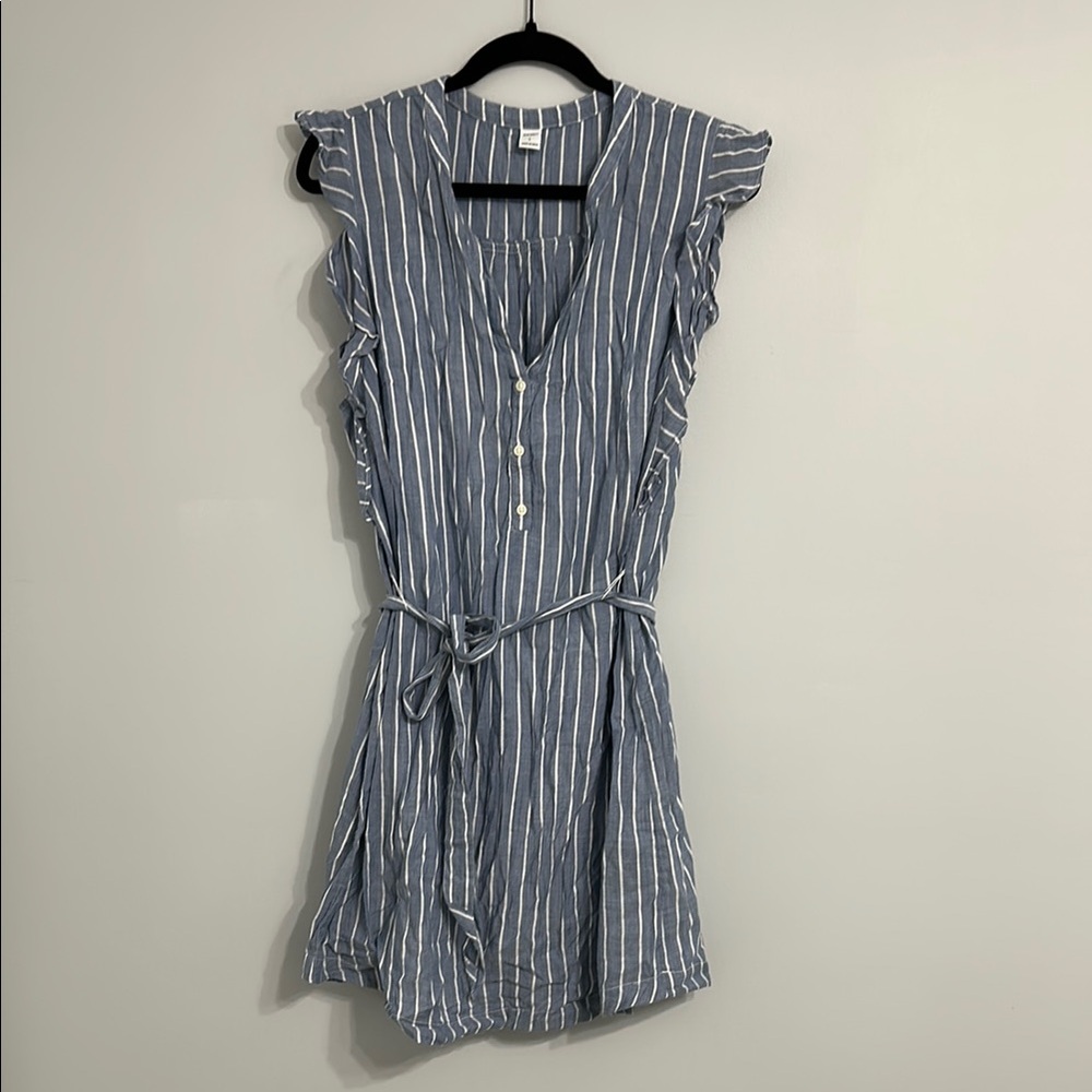 Old Navy Blue and White Sleeveless Sundress with White Slip